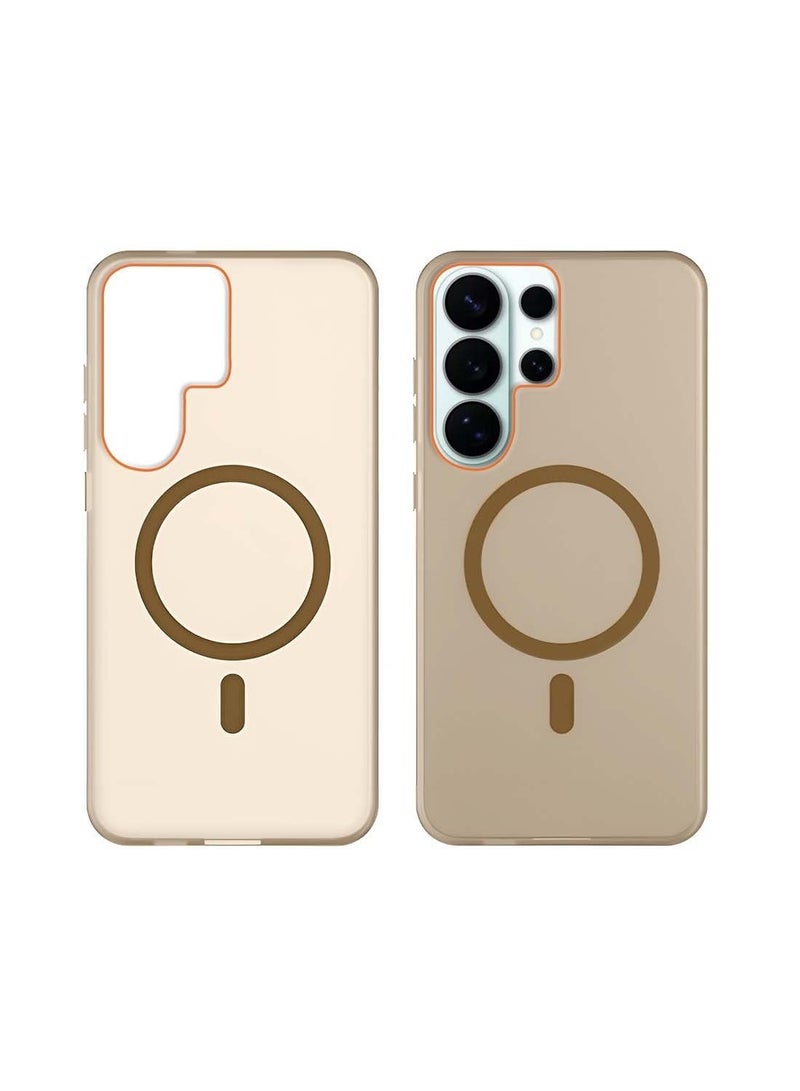 دبليو تيك غطاء هاتف سامسونج جالاكسي S26 ألترا 5G 2026 شفاف هجين ماجسيف مع شحن مغناطيسي وارتفاع حواف الكاميرا شكل أنيق (MCMPMN) - بني - Image 2